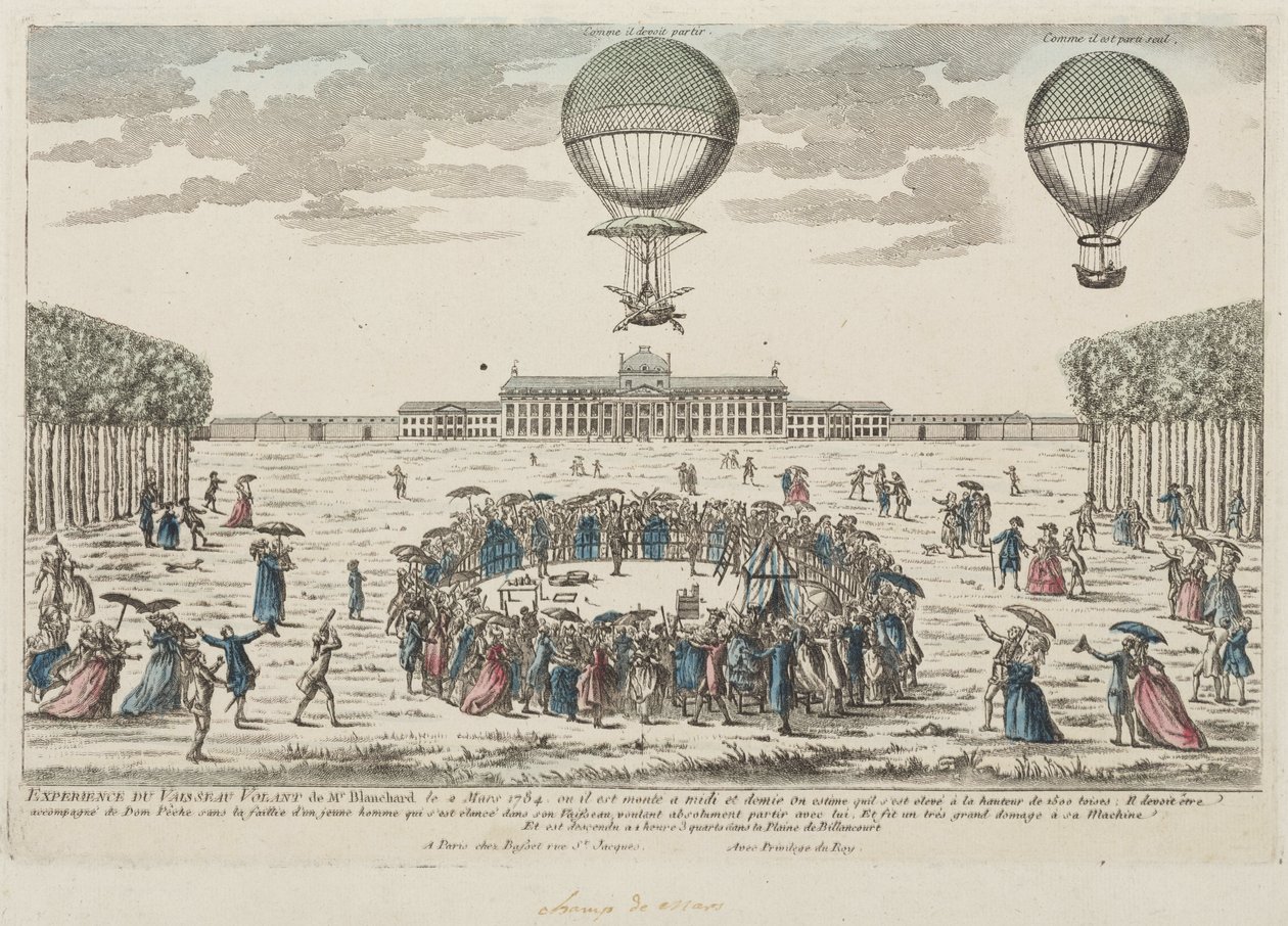 Première ascension en ballon de Blanchard, 2 mars 1784 - Frederick (attr. to) Barnard