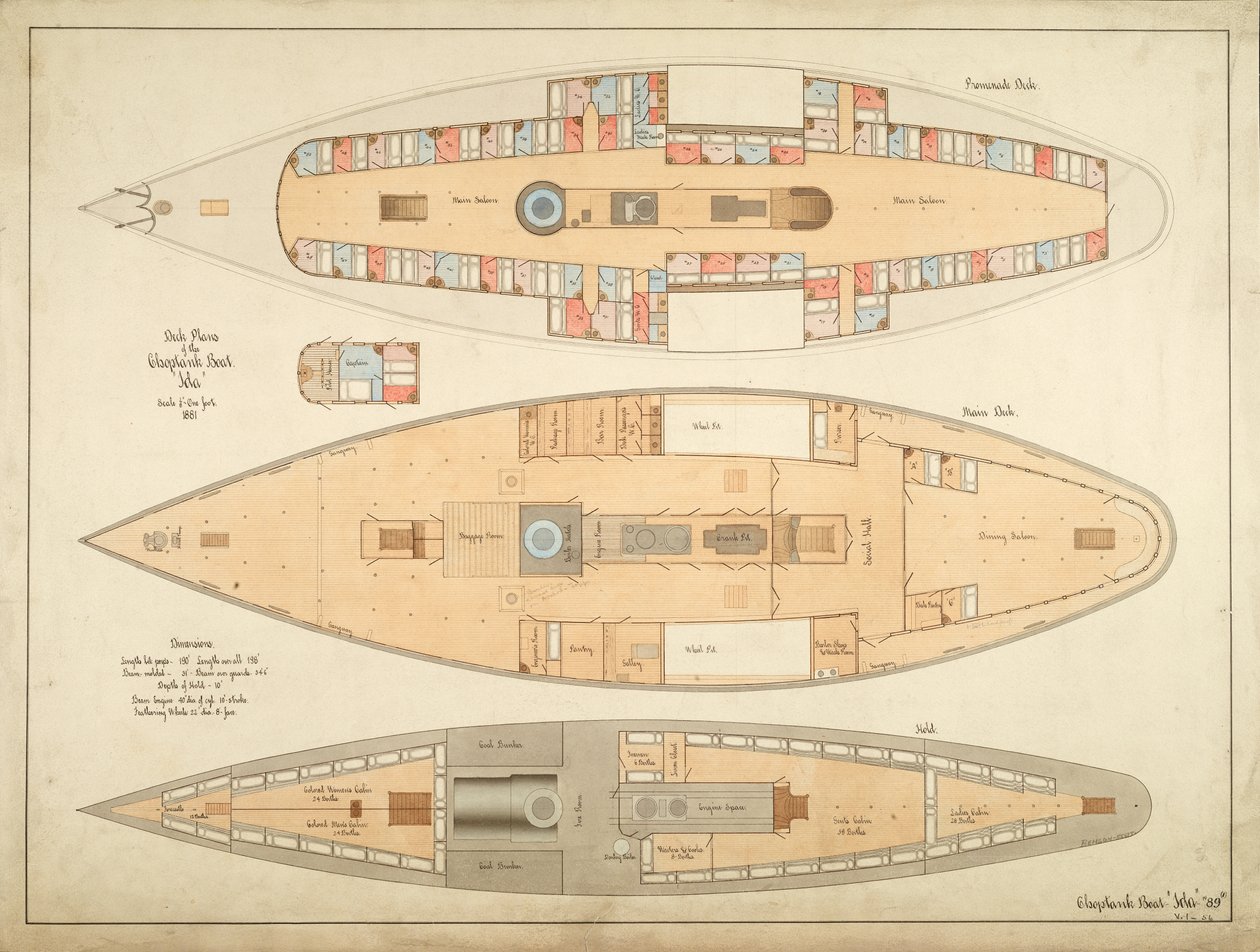 Plans de pont du bateau Choptank "Ida" - . .
