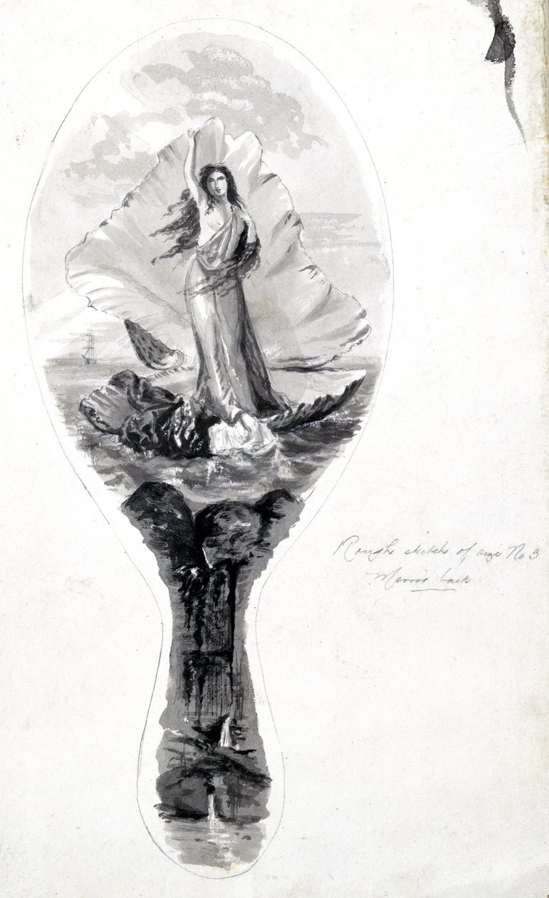 Conception pour un dos de miroir avec Vénus dans sa coquille, vers 1870-1875 - Frederick (attr. to) Barnard