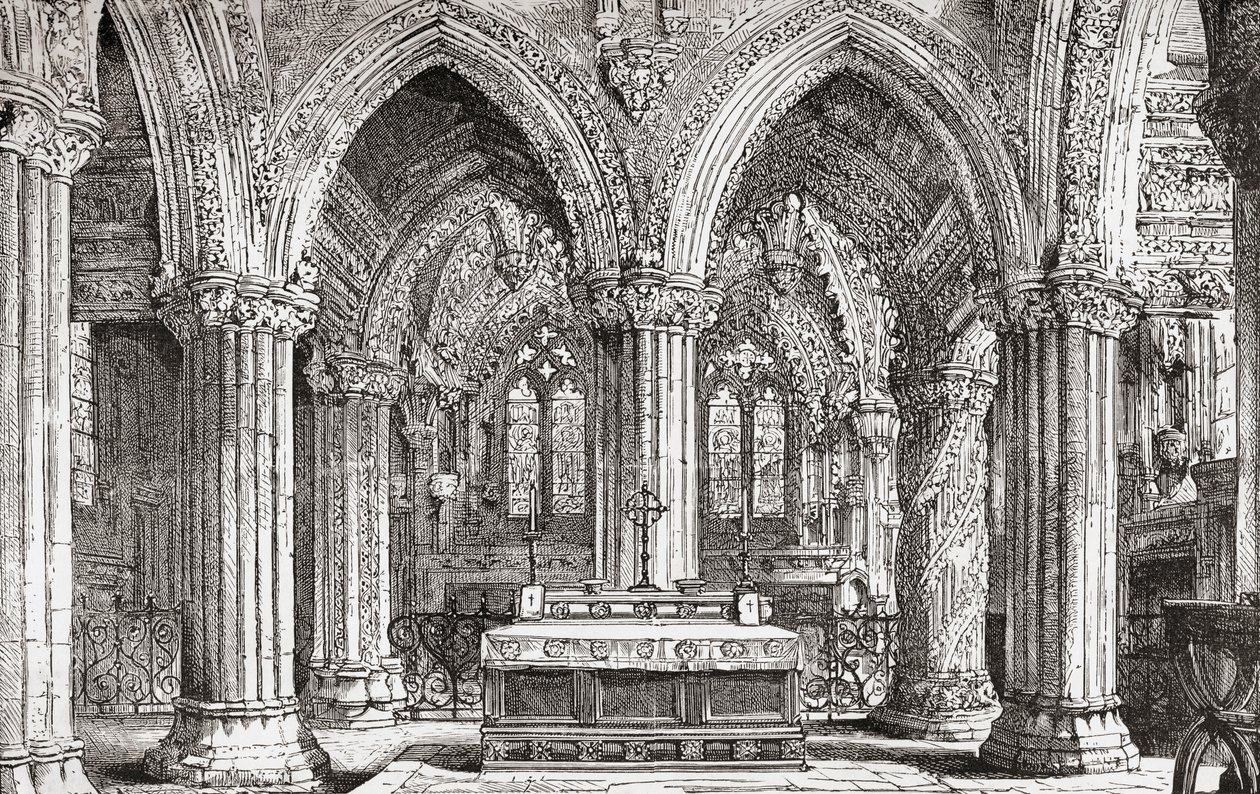 Intérieur de la chapelle de Rosslyn, Roslin, Midlothian, Écosse - . .