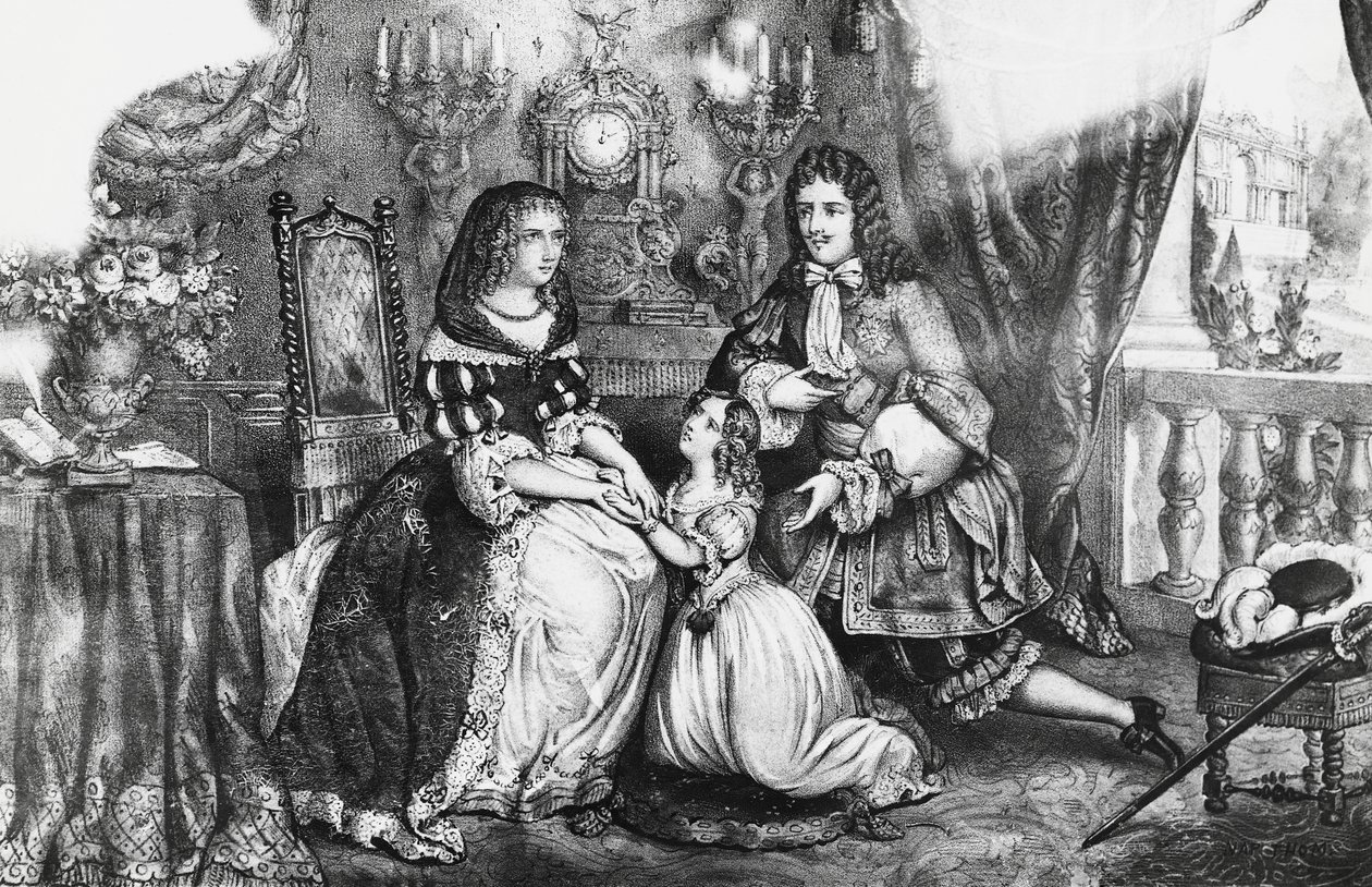 Le roi Louis XIV et sa fille suppliant la duchesse Louise de La Vallière de ne pas se retirer au couvent - Georg Carl Heinrich Dollmann