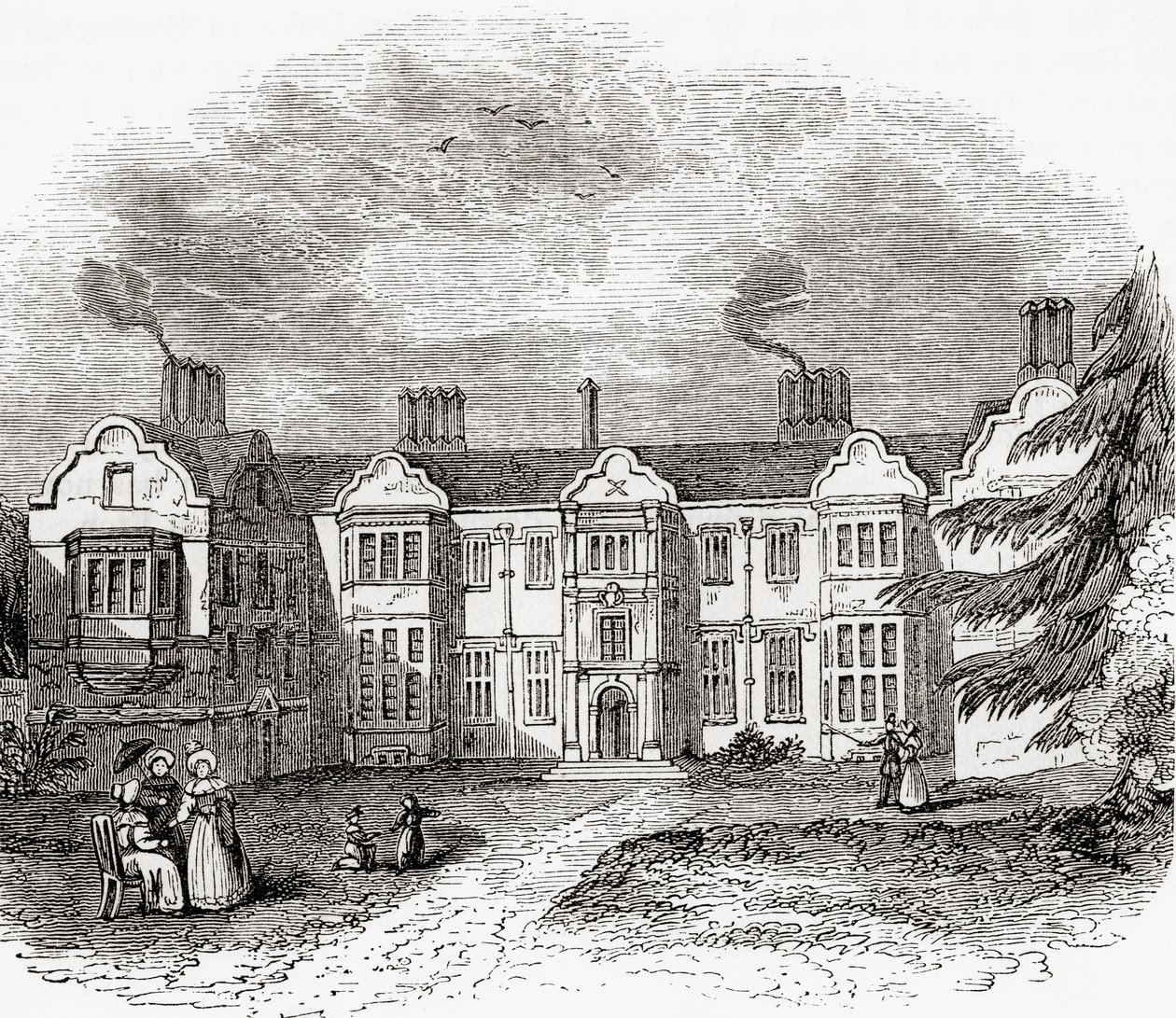 Ladye Place, Hurley, Berkshire, Angleterre, vue ici au début du 19ème siècle - . .