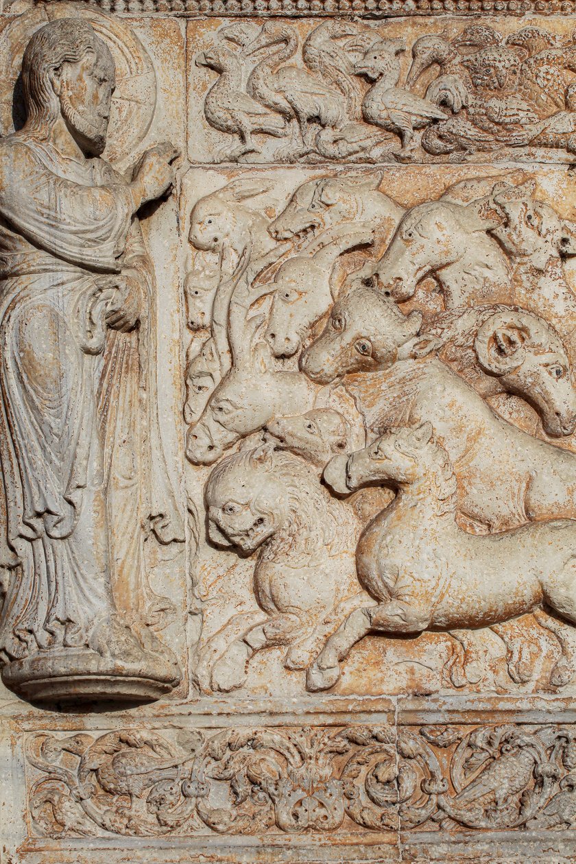 Bas-relief du portail de San Zeno Maggiore. Vérone - . .