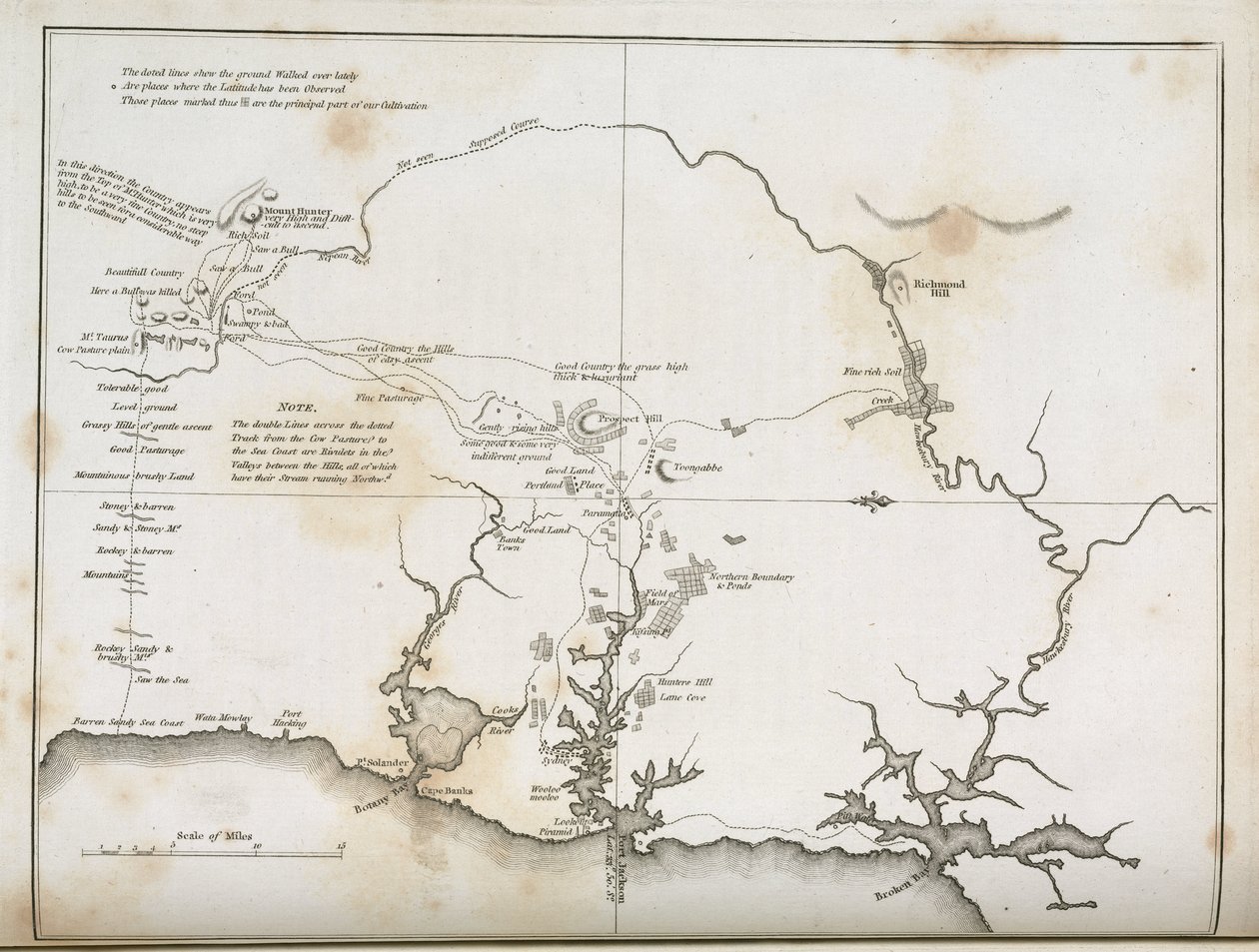 Carte de Sydney et des environs, Australie, vers 1798 - Frederick (attr. to) Barnard