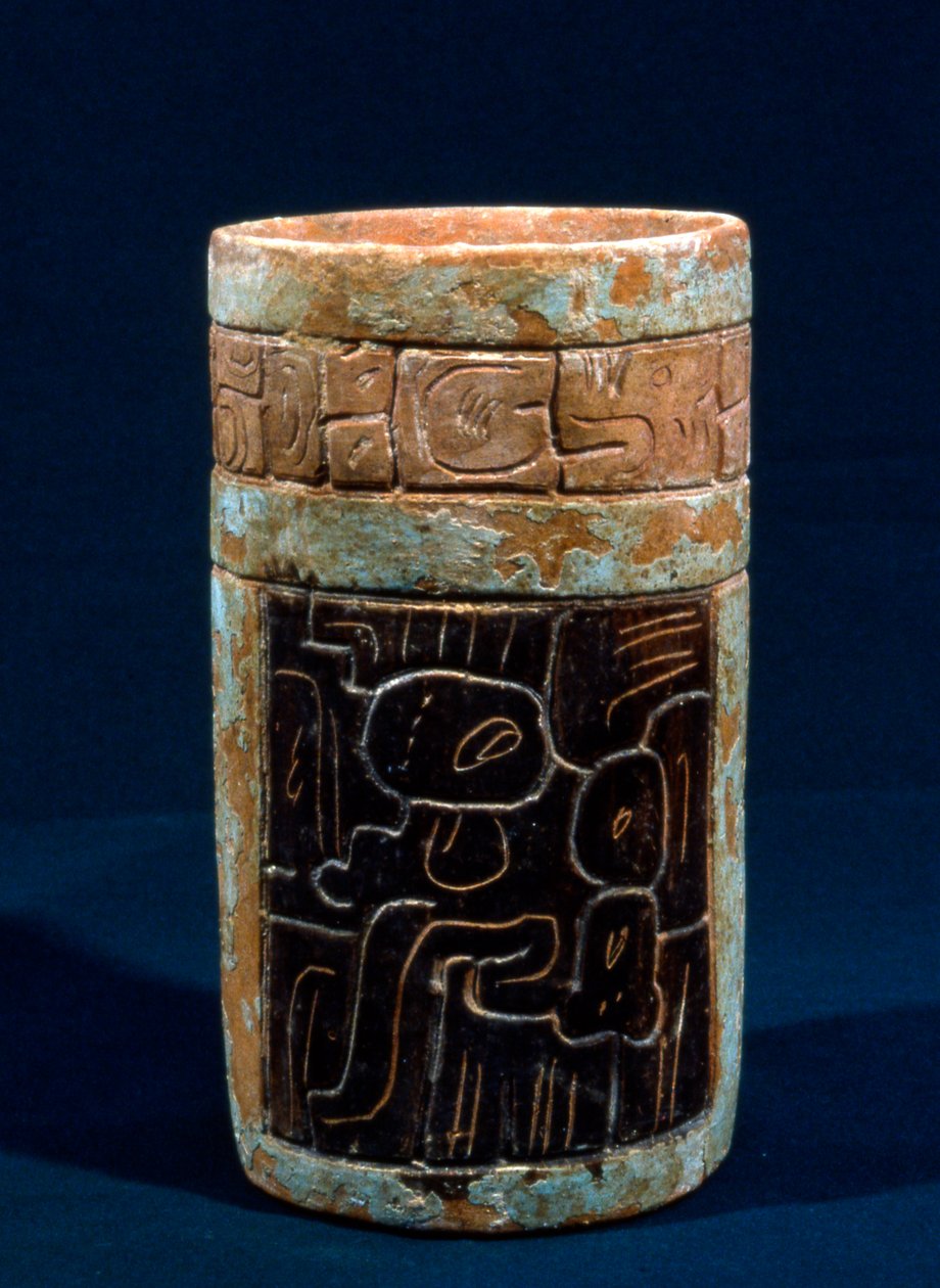 Vase funéraire maya de Tikal, Peten, Guatemala, période classique, c.300-900 AD - Hippolyte Lalaise Devéria
