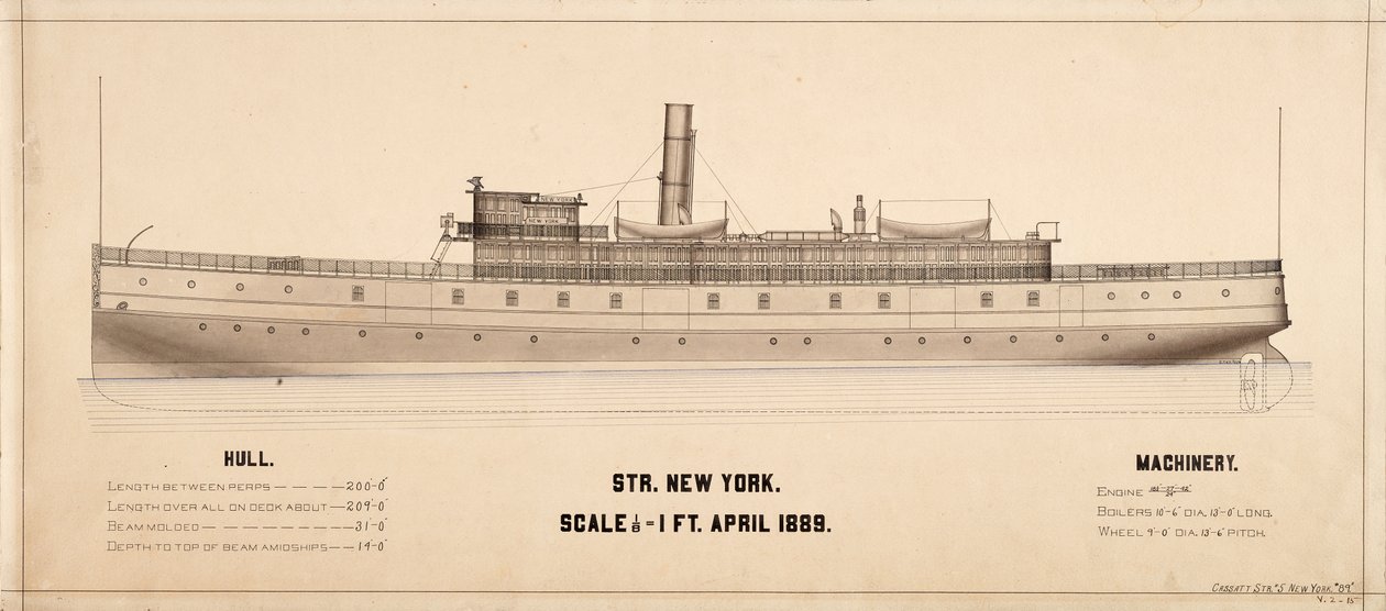 Plans du navire à vapeur New York (1889) - . .
