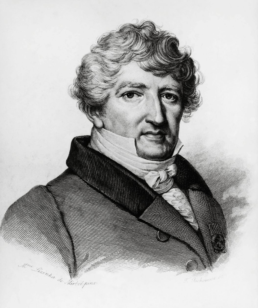 Portrait de Georges Léopold Chrétien Frédéric Dagobert Cuvier (1769-1832), biologiste français, gravure - William Walcutt
