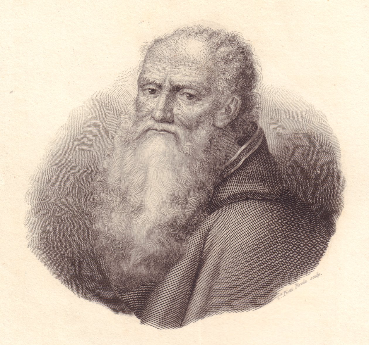 Portrait du peintre italien Bernardino Luini (circa 1481-1532), gravure sur cuivre par Caterina Piotti-Pirola d