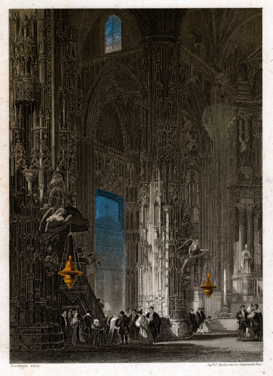 La Cathédrale du Saint Sauveur à Jerez de la Frontera (Xeres). vers 1840 - . .