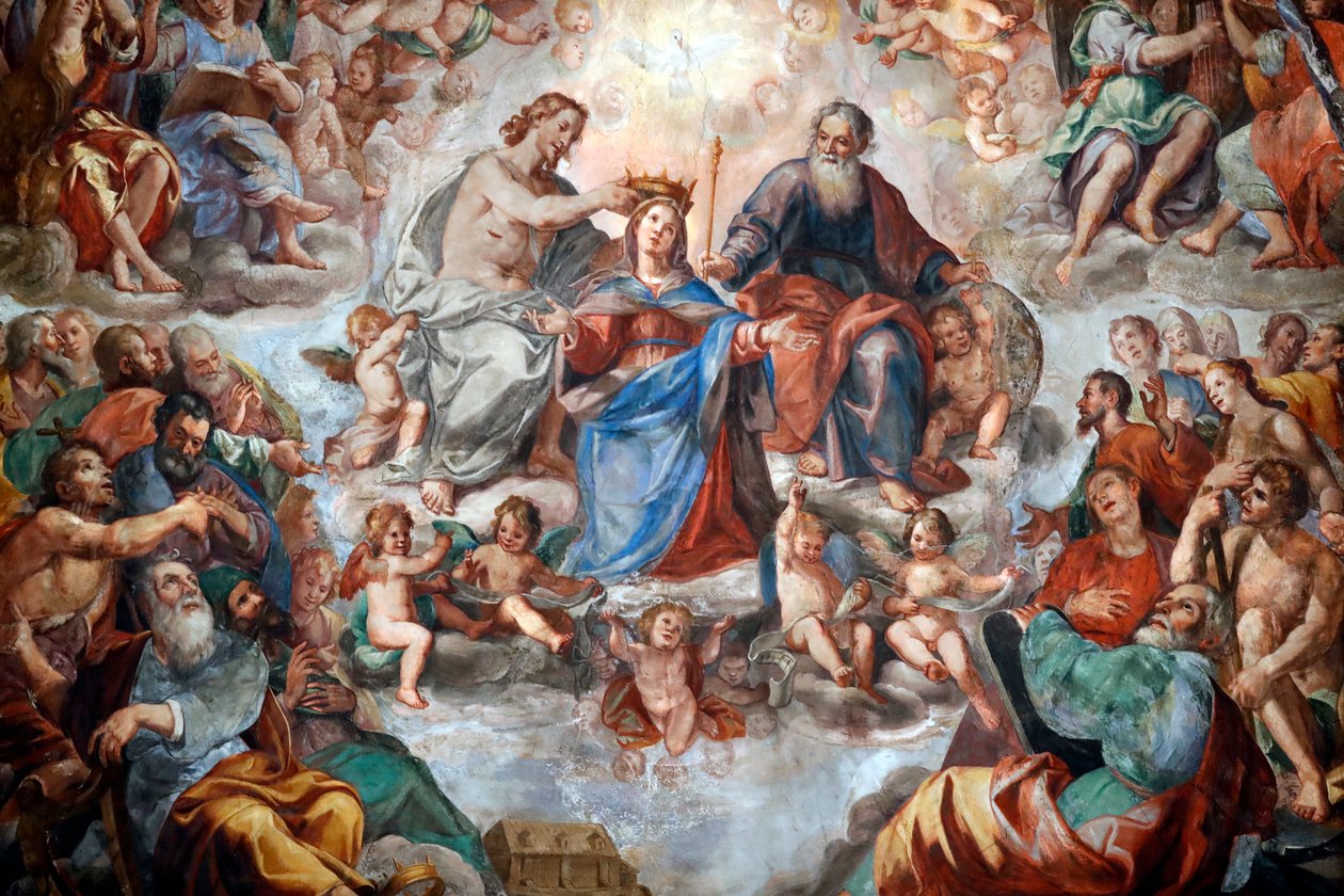 Le couronnement de la Vierge. Fresque. Église San Donato. Gênes. Italie. - . .