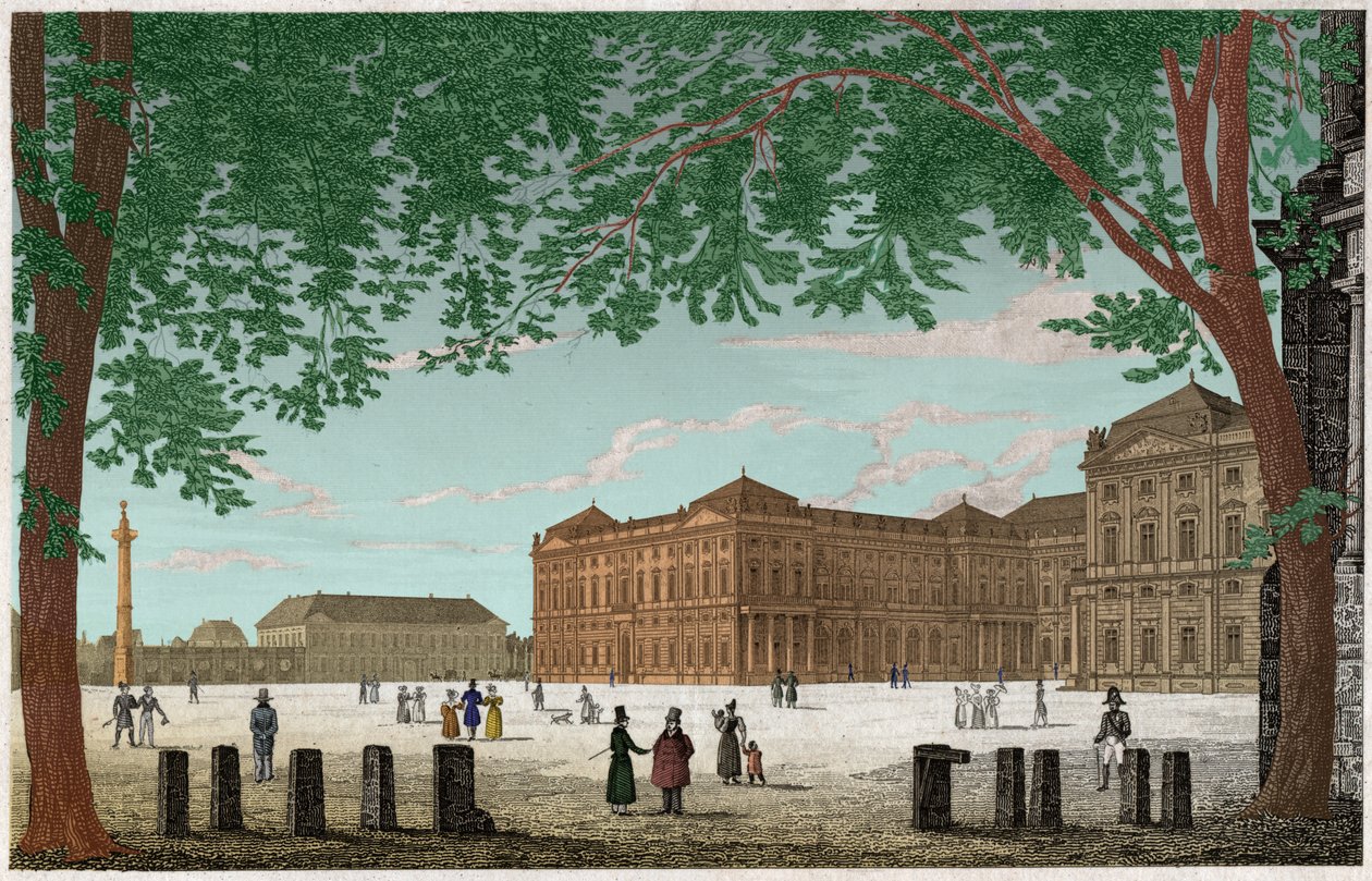 La résidence de Wurtzbourg, château des Princes-Évêques en Bavière. vers 1850 - . .