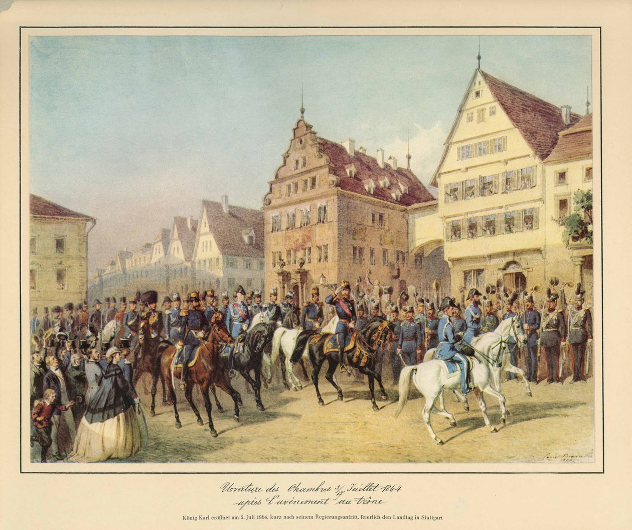 Ouverture solennelle du parlement par le roi Charles de Wurtemberg - peu après son accession - le 5 juillet 1864 - after Louis Braun