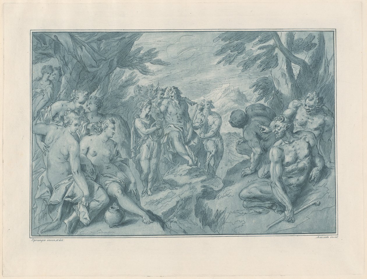 Le concours musical entre Apollon et Pan - after Bartholomaeus Spranger Andrea Scacciati
