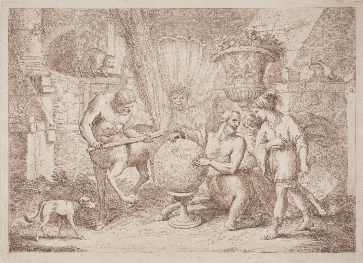 Chiron enseigne la géographie à Achille - after Giovanni Benedetto Castiglione Gaetano Zompini