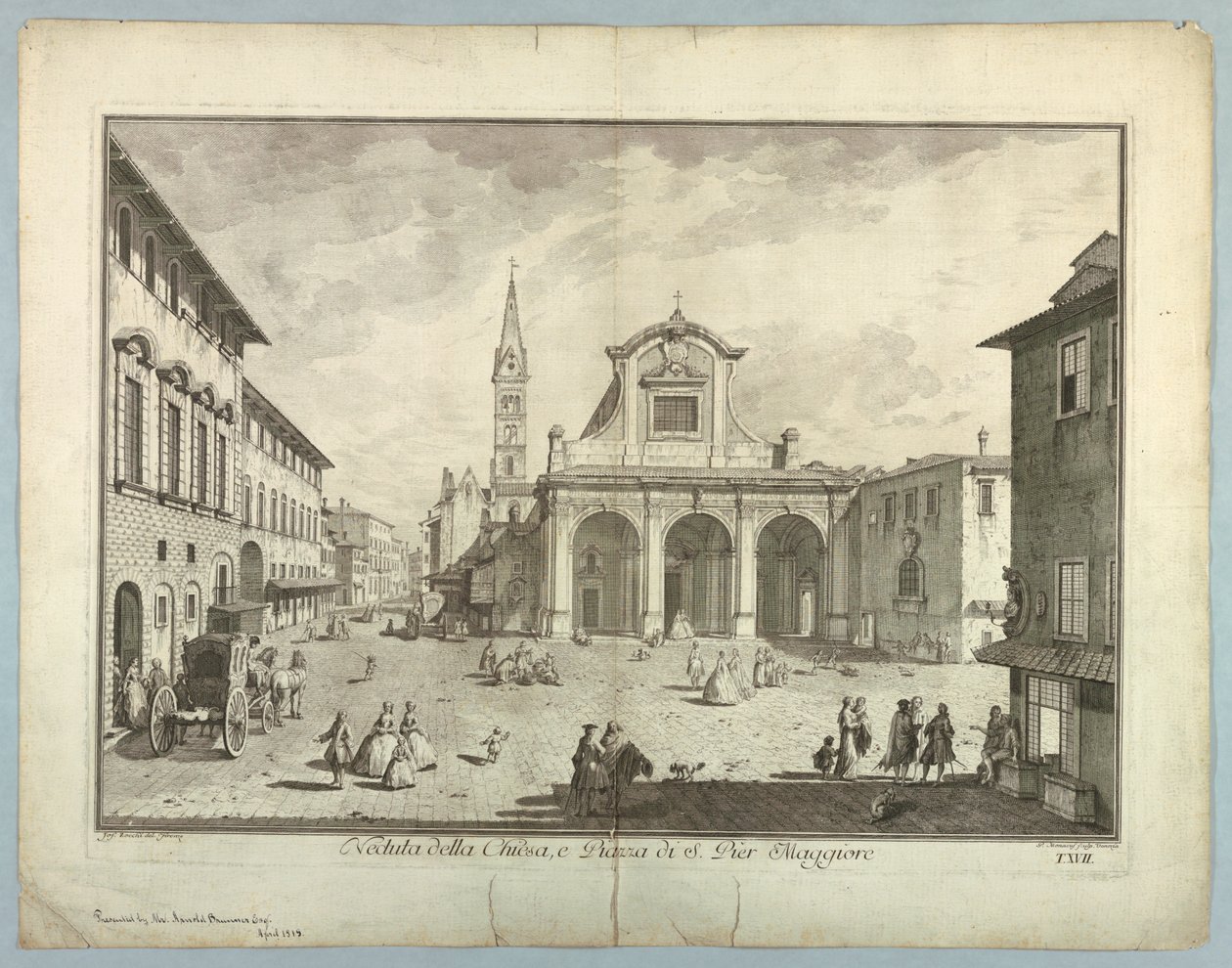 Vue de Florence, planche de "Scelta di XXIV Vedute delle principali contrade, piazze, chiese, e palazzi della Città di Firenze" - after Giuseppe Zocchi