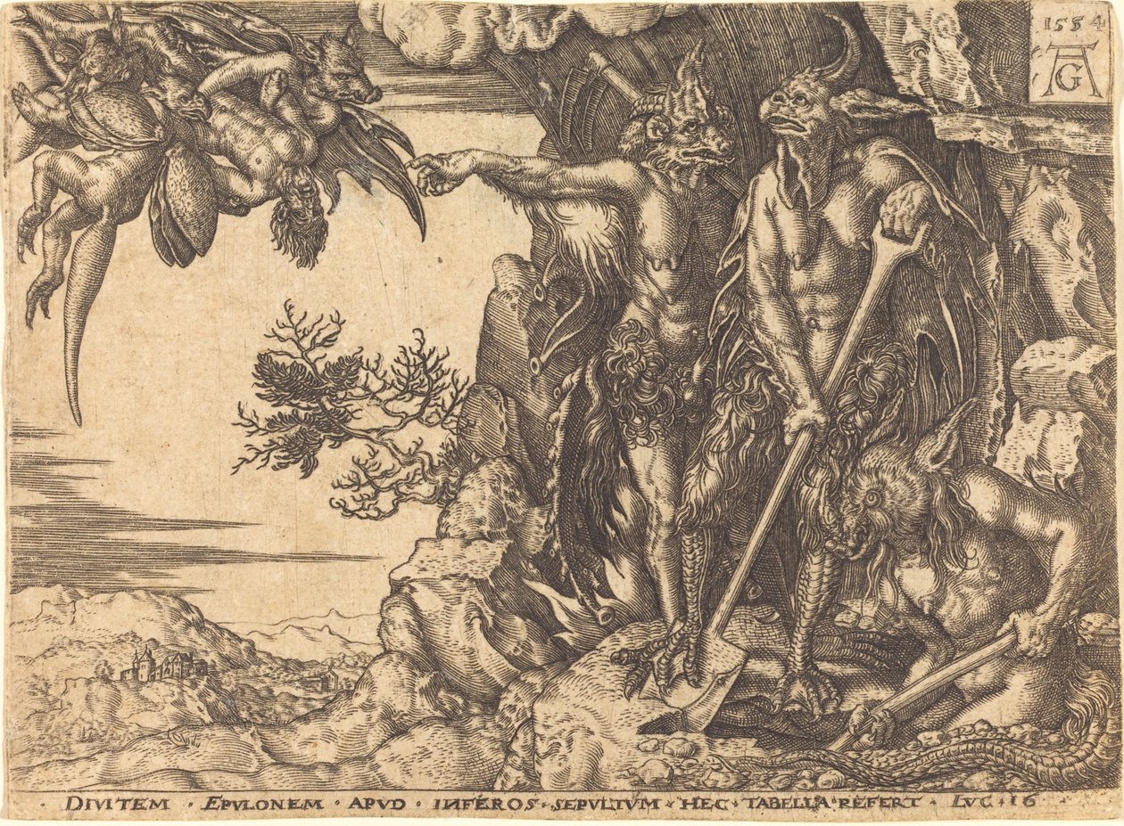 Le Riche Emporté par le Diable - after Heinrich Aldegrever