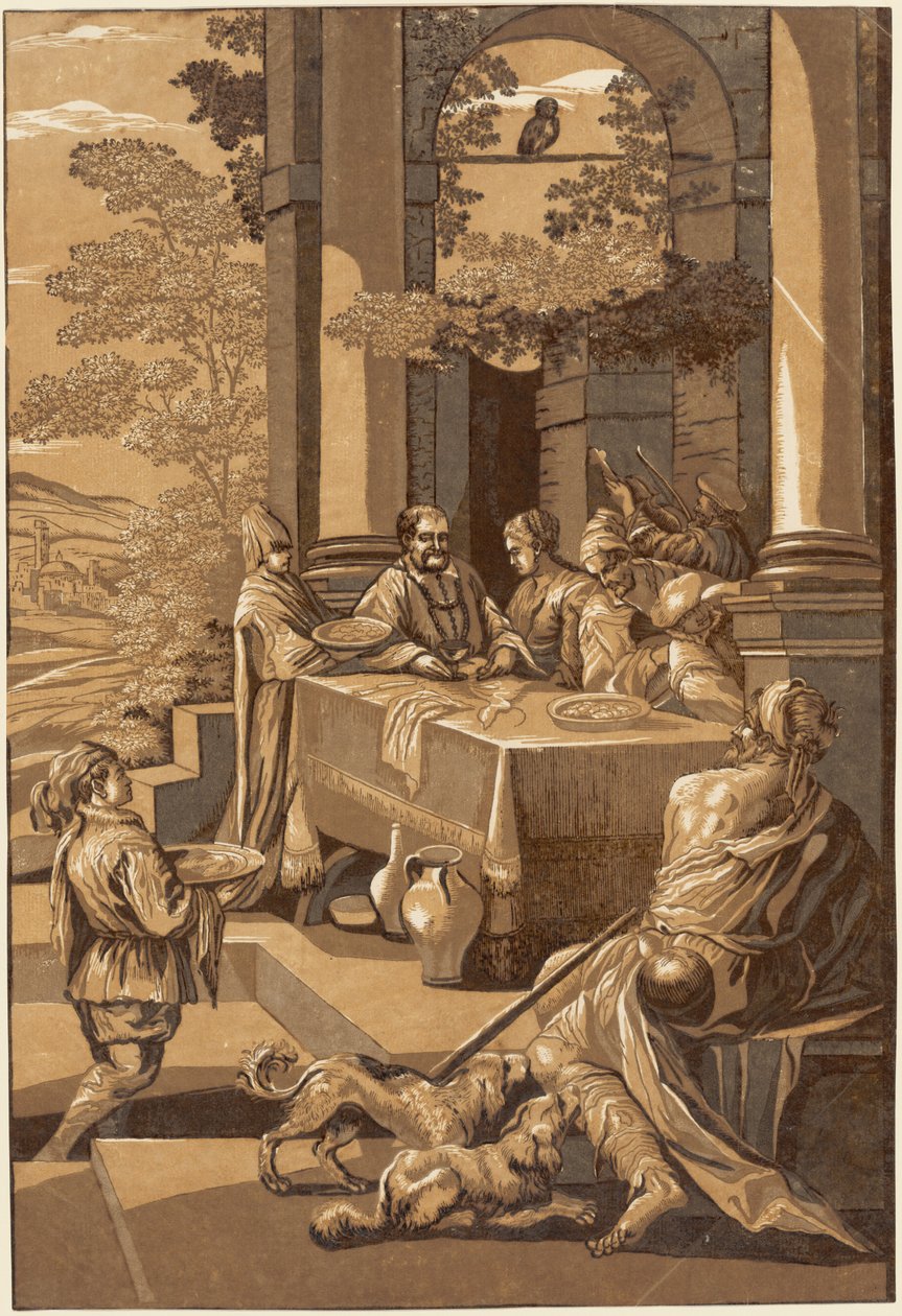 Le riche et Lazare (panneau droit) - after Jacopo Bassano John Baptist Jackson