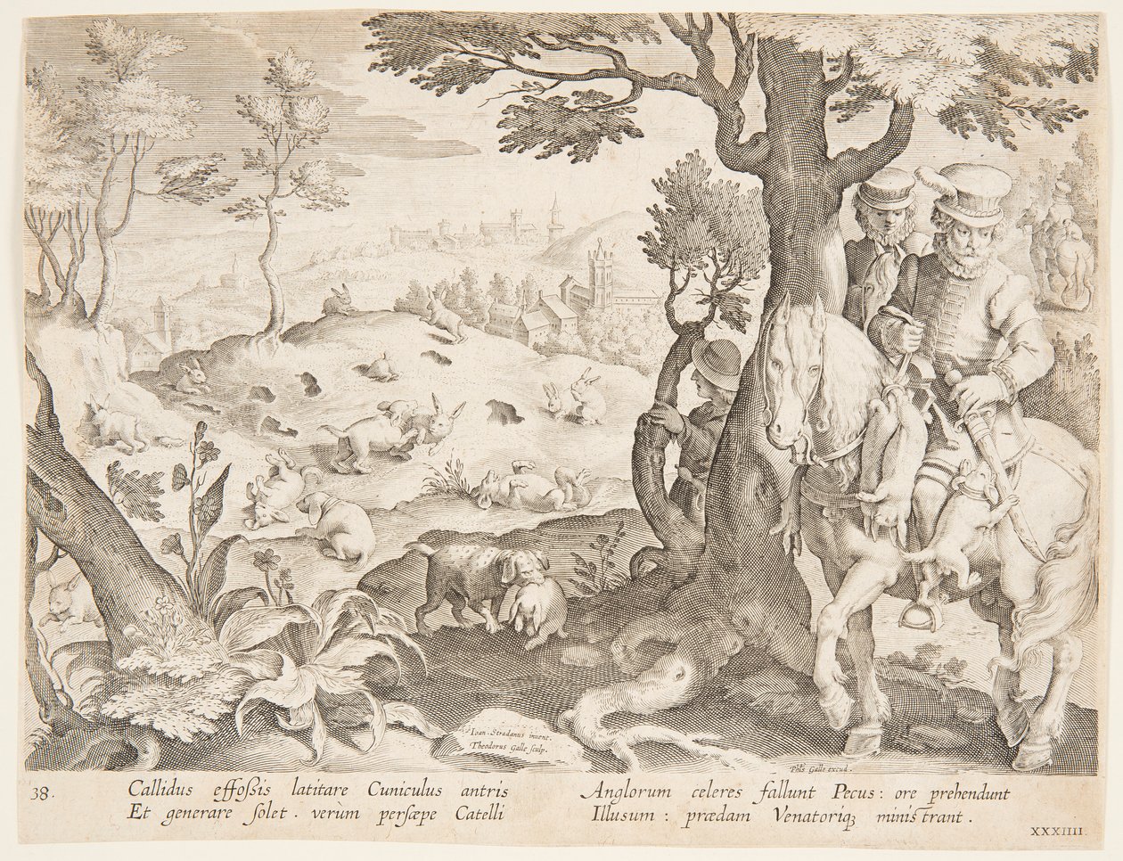 Chasse au lapin - after Jan van der Straet, called Stradanus
