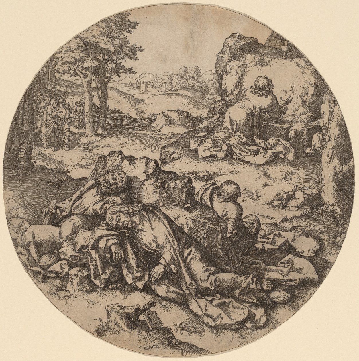 Christ au mont des Oliviers - after Lucas van Leyden