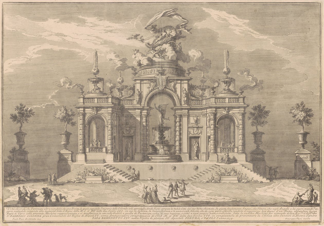 La Prima Macchina pour la Chinea de 1754 : Le Palais de Vénus à Chypre - after Paolo Posi Giuseppe Vasi