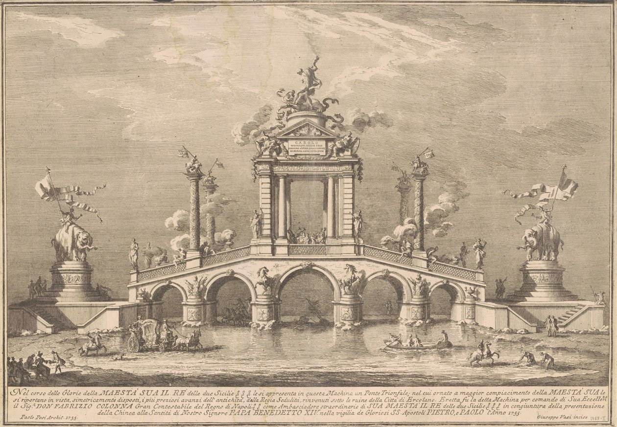 La Prima Macchina pour la Chinea de 1755: Un Pont Triomphal avec des Antiquités d