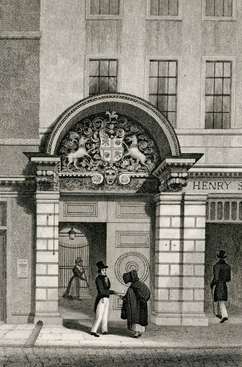 Barber Surgeons Hall, Monkwell Street, 1830 - Thomas Hosmer after Shepherd