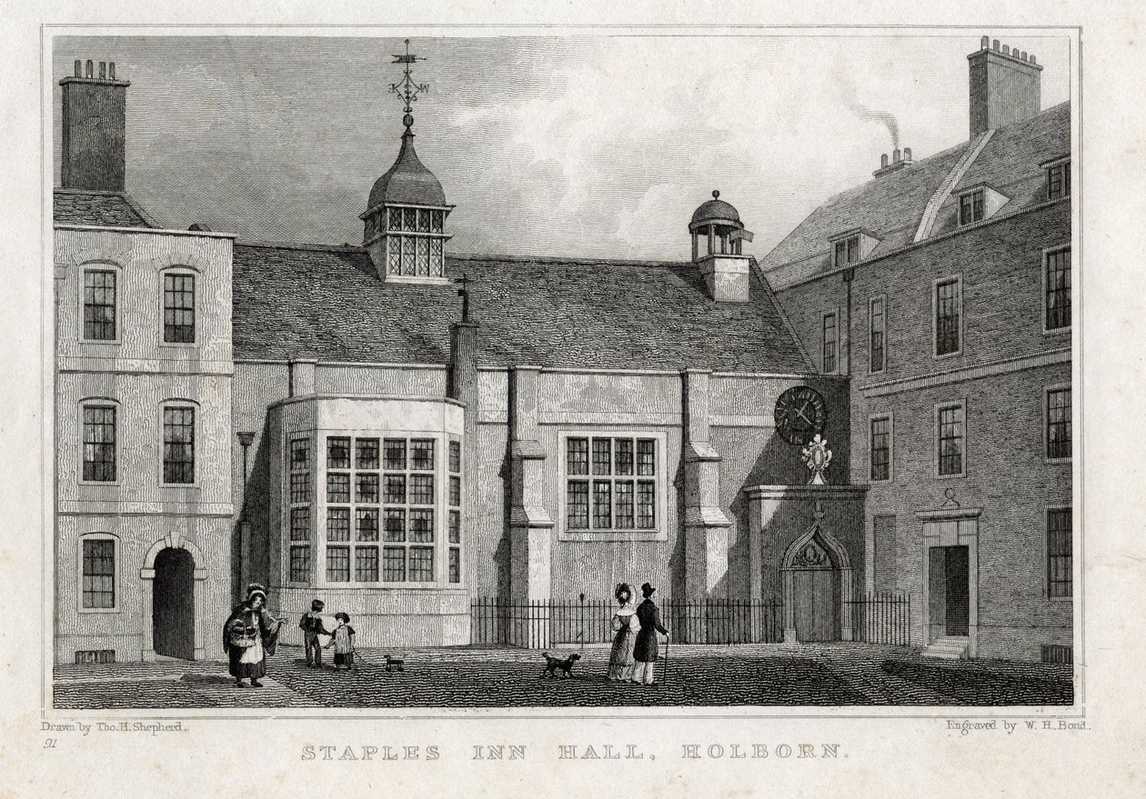 Staples Inn Hall Holborn, 1830 - Thomas Hosmer after Shepherd