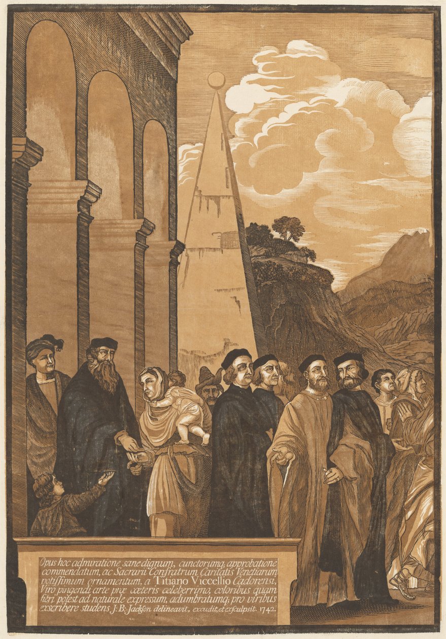 Présentation de la Vierge au Temple (panneau gauche) - after Titian John Baptist Jackson