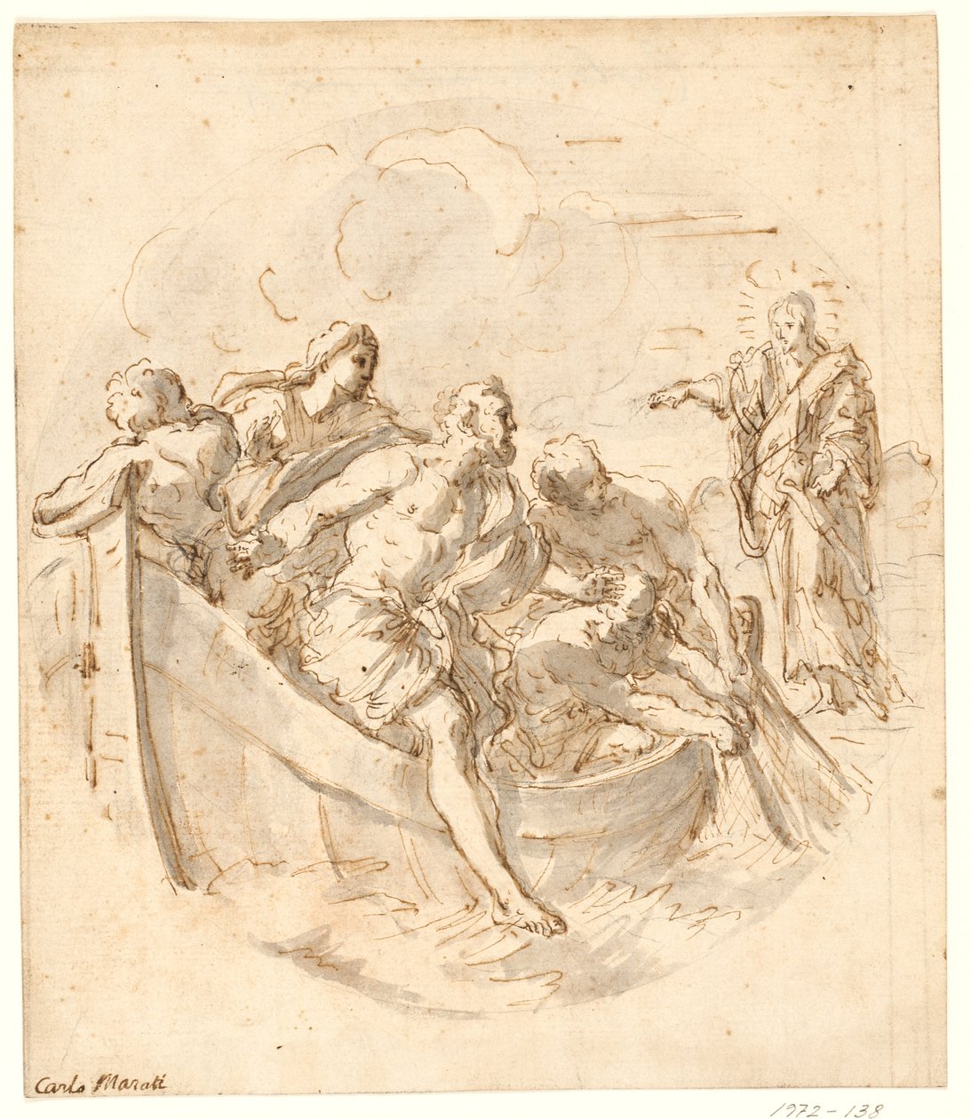 Tondo avec Christ demandant à Pierre de marcher sur l