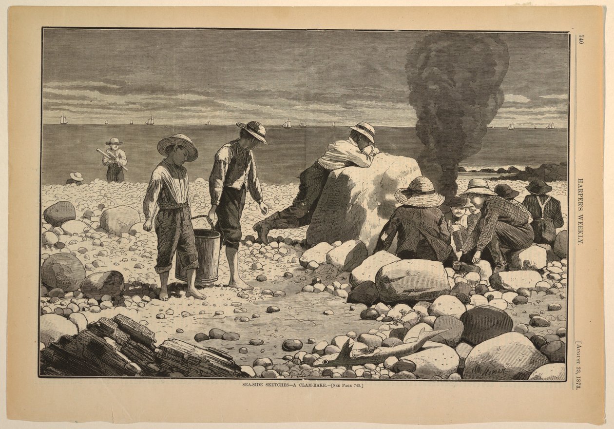 Croquis en bord de mer – Une fête de palourdes - after Winslow Homer