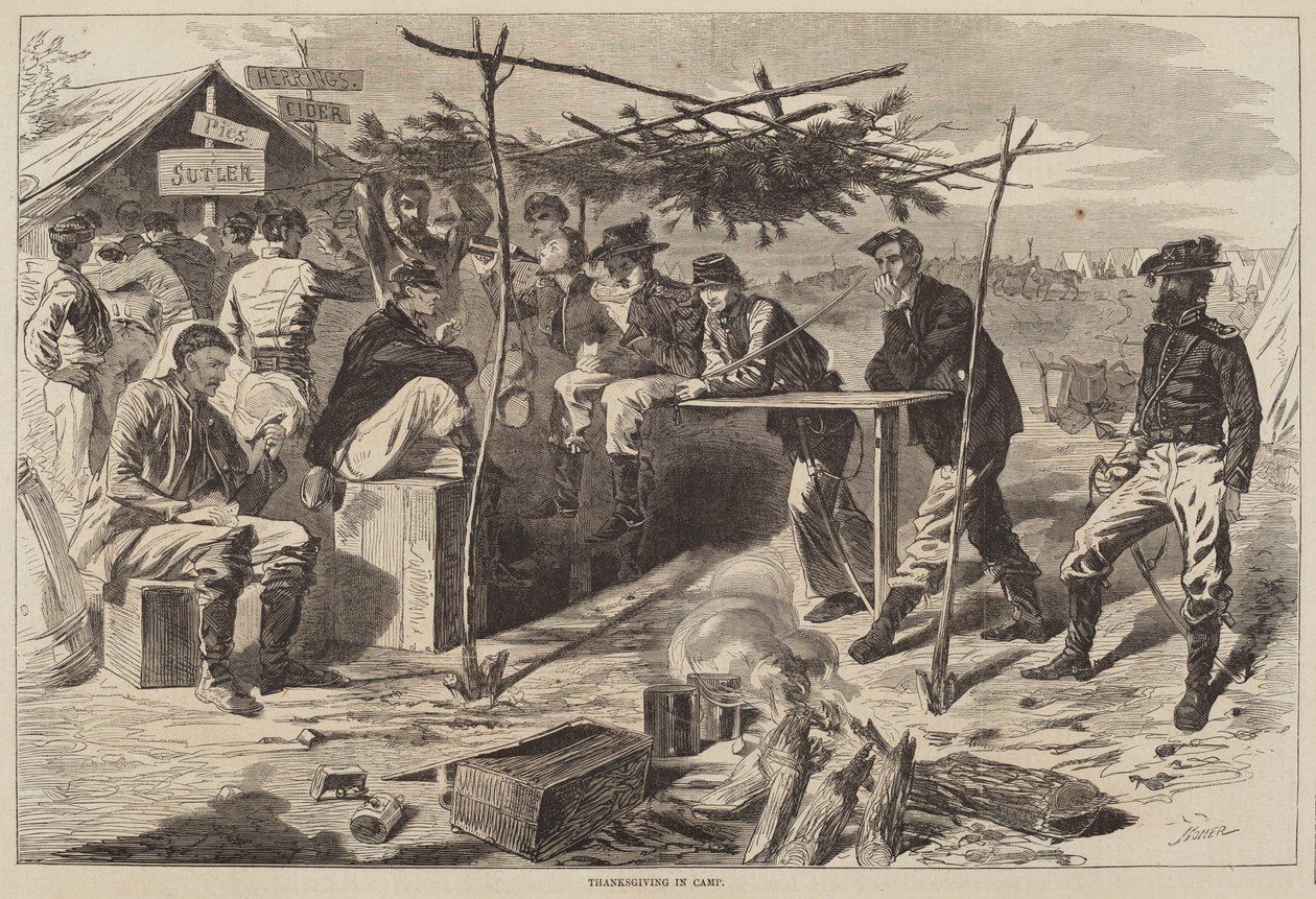 Action de grâce au camp - after Winslow Homer