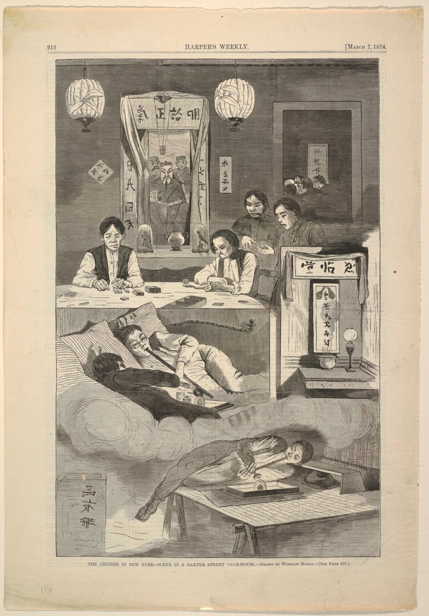 Les Chinois à New York – Scène dans un club-house de Baxter Street - Winslow Homer