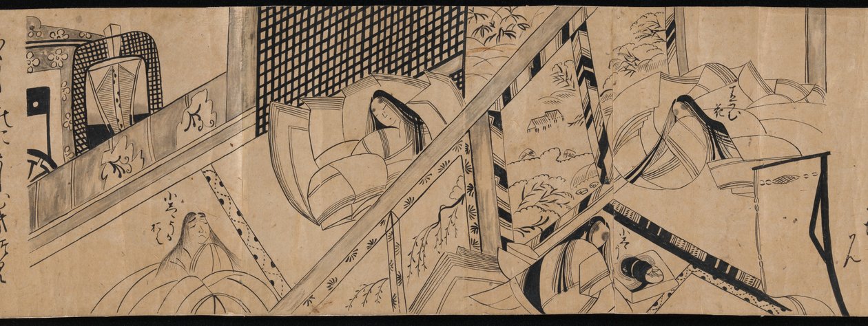 Chapitres "Akashi", "Bouées du canal" ("Miotsukushi"), "Le champ de vers" ("Yomogiu"), "Porte" ("Sekiya"), et "Concours d