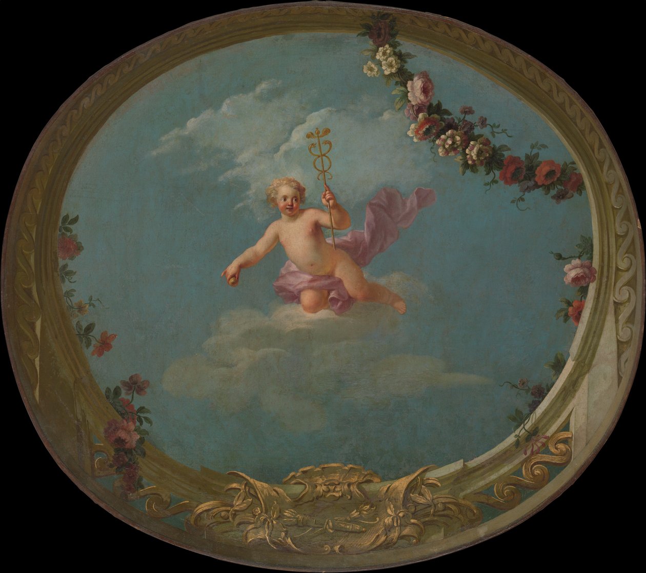 Cupidon en messager, avec le caducée - anonymous 