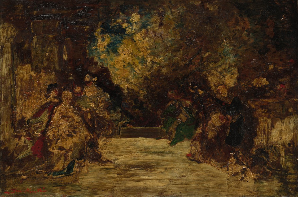 Figures sur une terrasse - attributed to Adolphe Monticelli