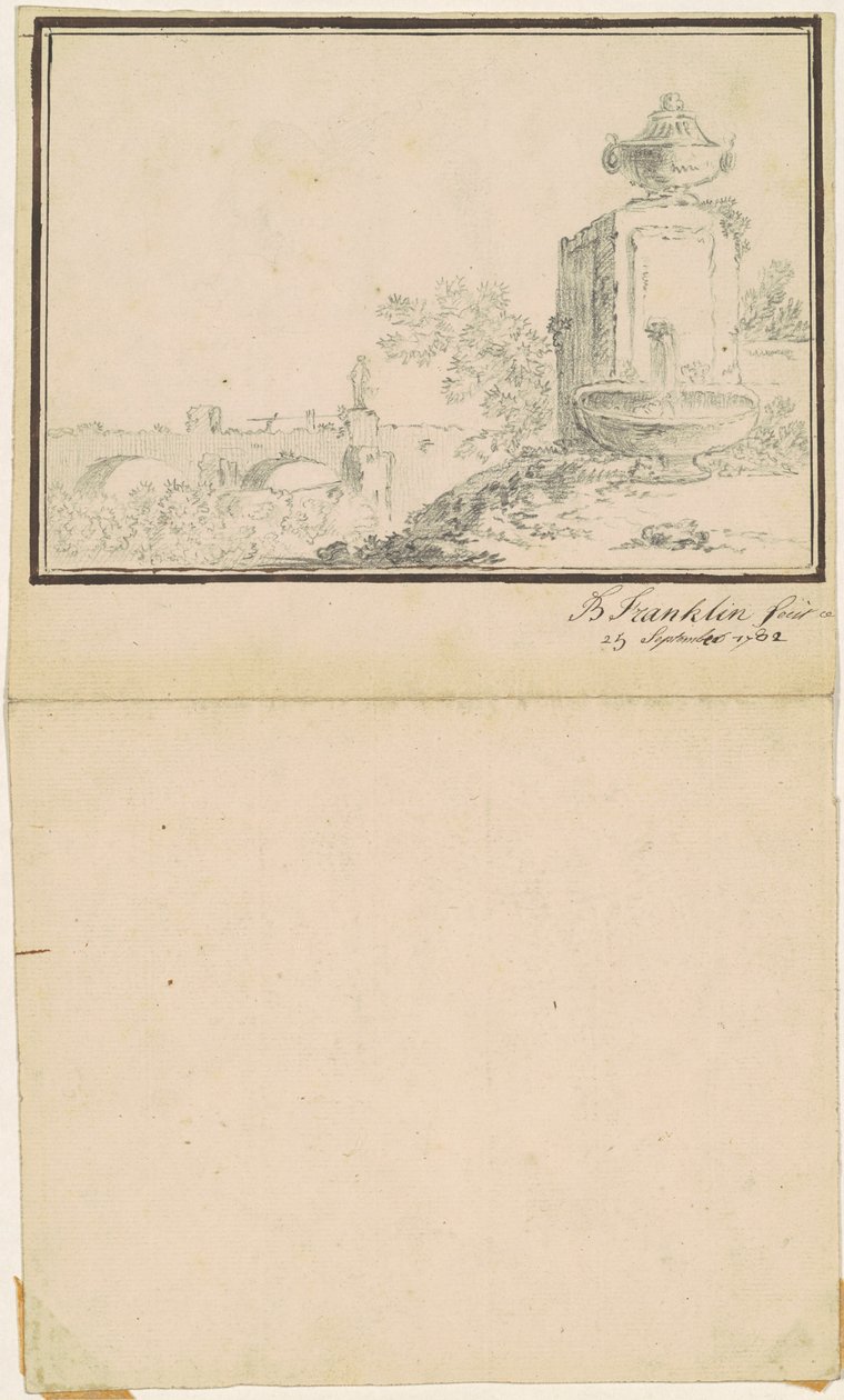 Paysage avec une fontaine - attributed to Benjamin Franklin Bache
