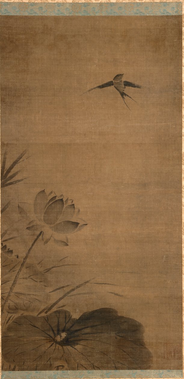 Hirondelle et lotus - attributed to Fachang Muqi
