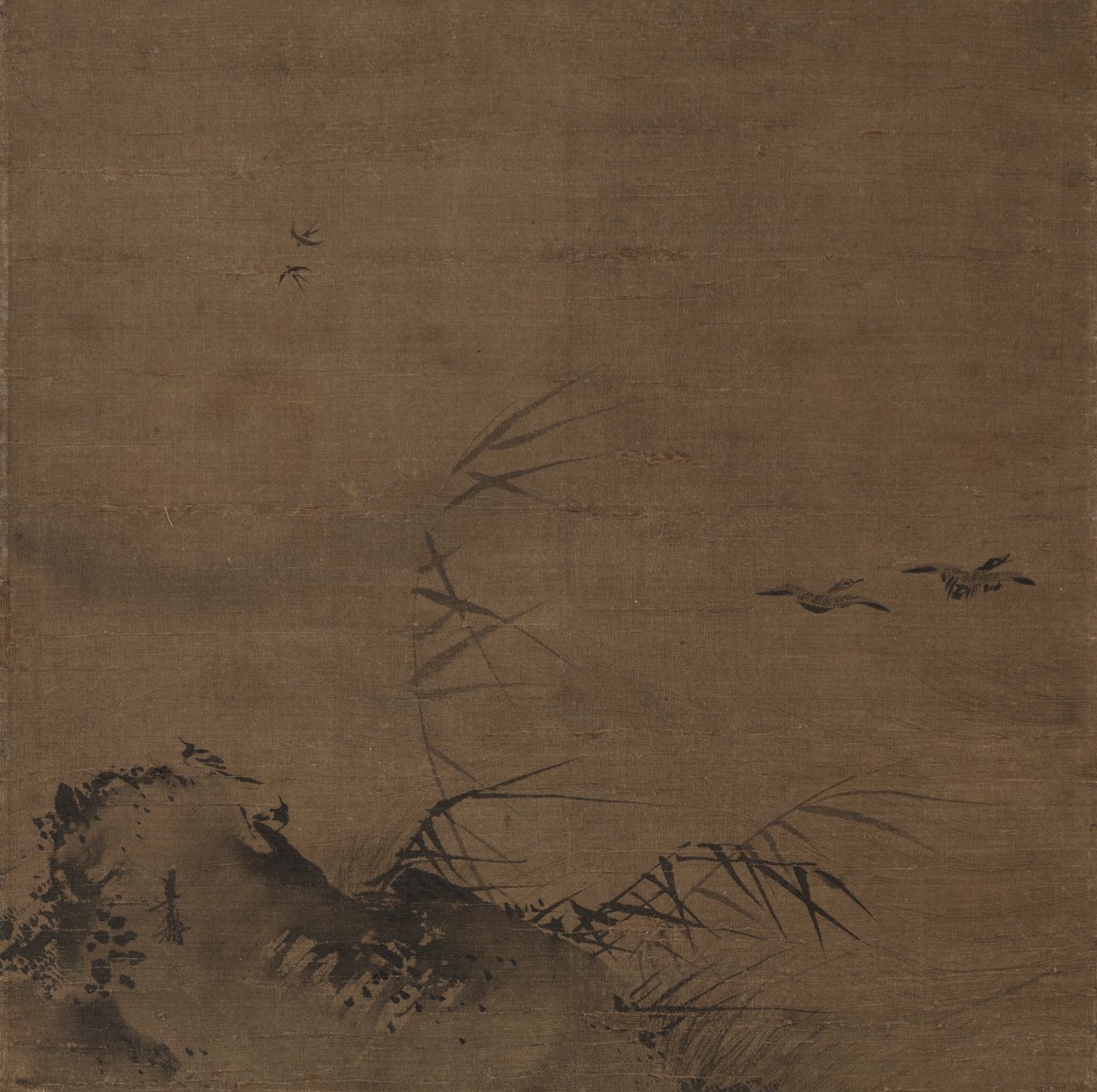 Oiseaux aquatiques et roseaux - attributed to Liang Kai