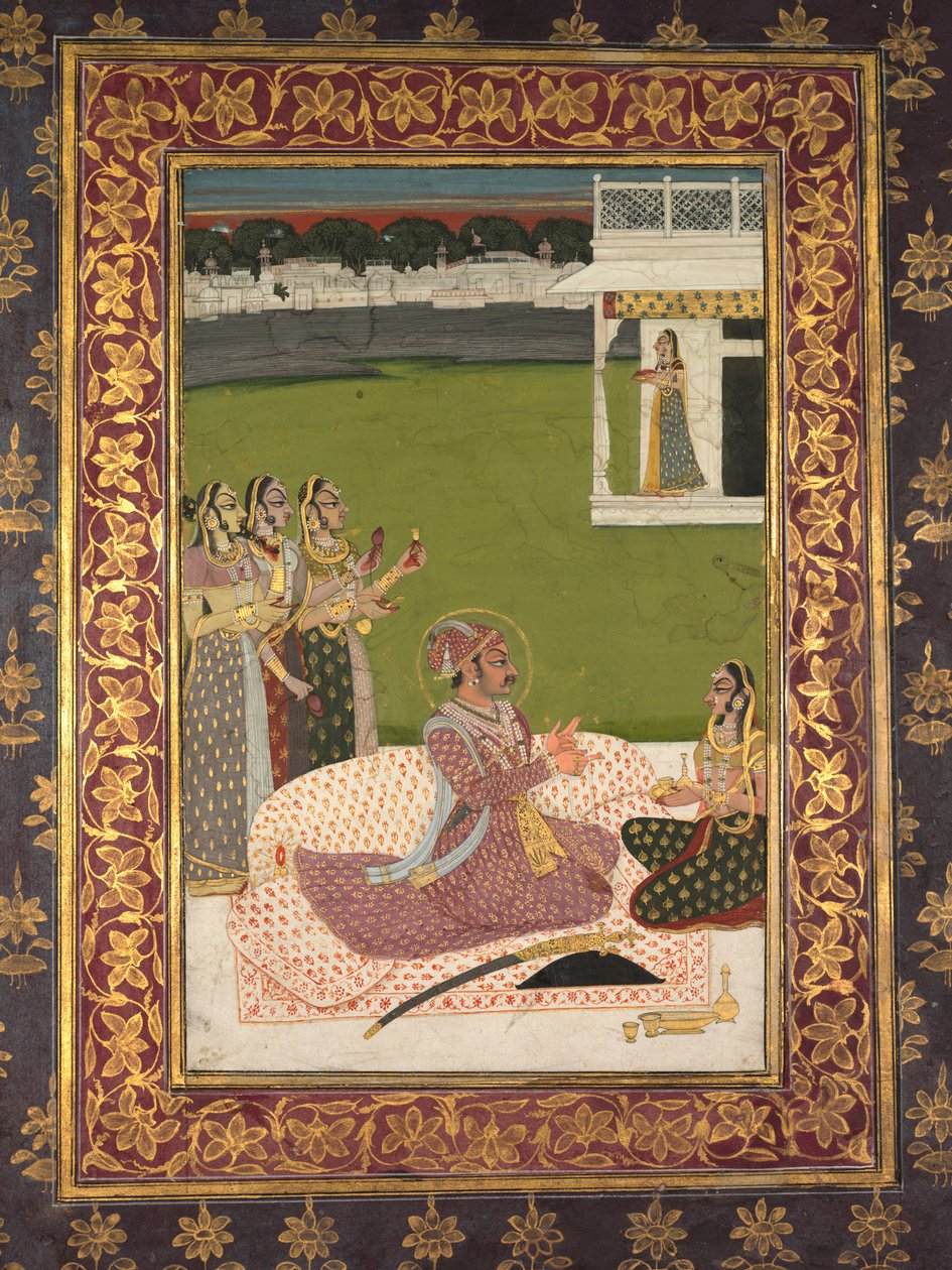 Portrait du Maharaja Savant Singh avec sa consort, Bani Thani - attributed to Nihal Chand