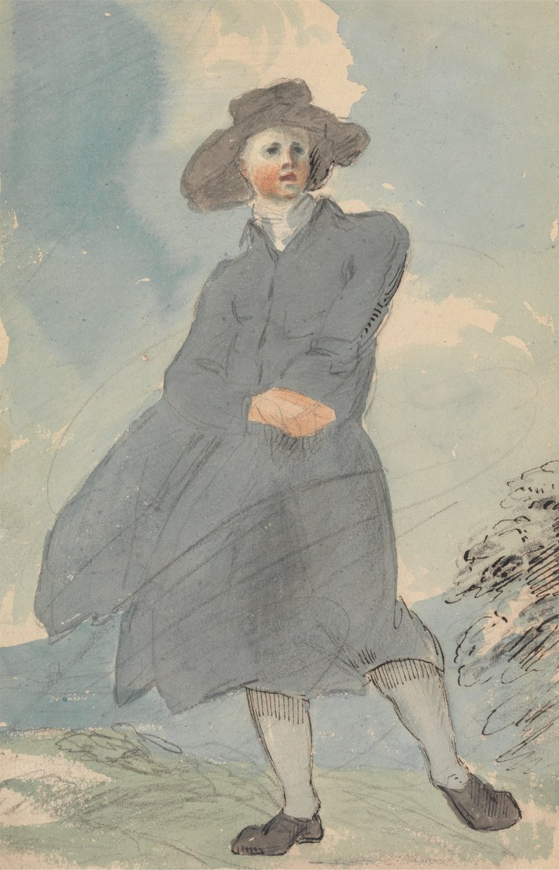 Homme en manteau bleu - attributed to Thomas Barker