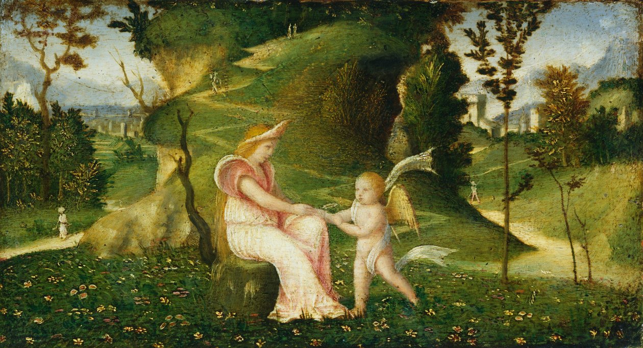Vénus et Cupidon dans un Paysage - circle of Giorgione