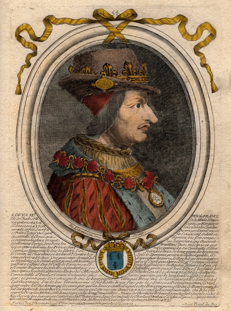 Portrait de Louis XI (1423-1483), roi de France - Portrait de Louis XI de France (1423-1483), roi de France - gravure tirée de 