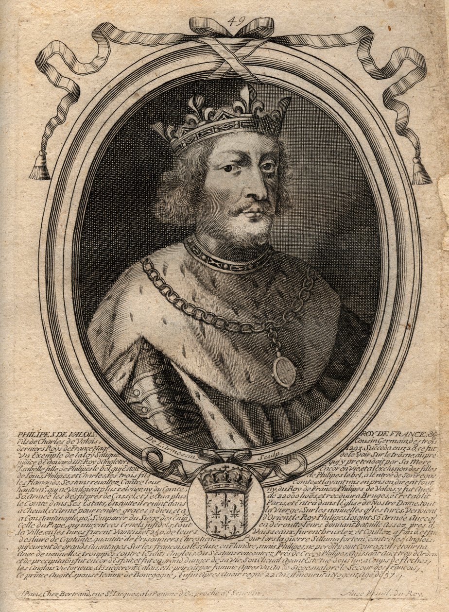 Portrait de Philippe VI de Valois (1294-1350), roi de France - Gravure de 
