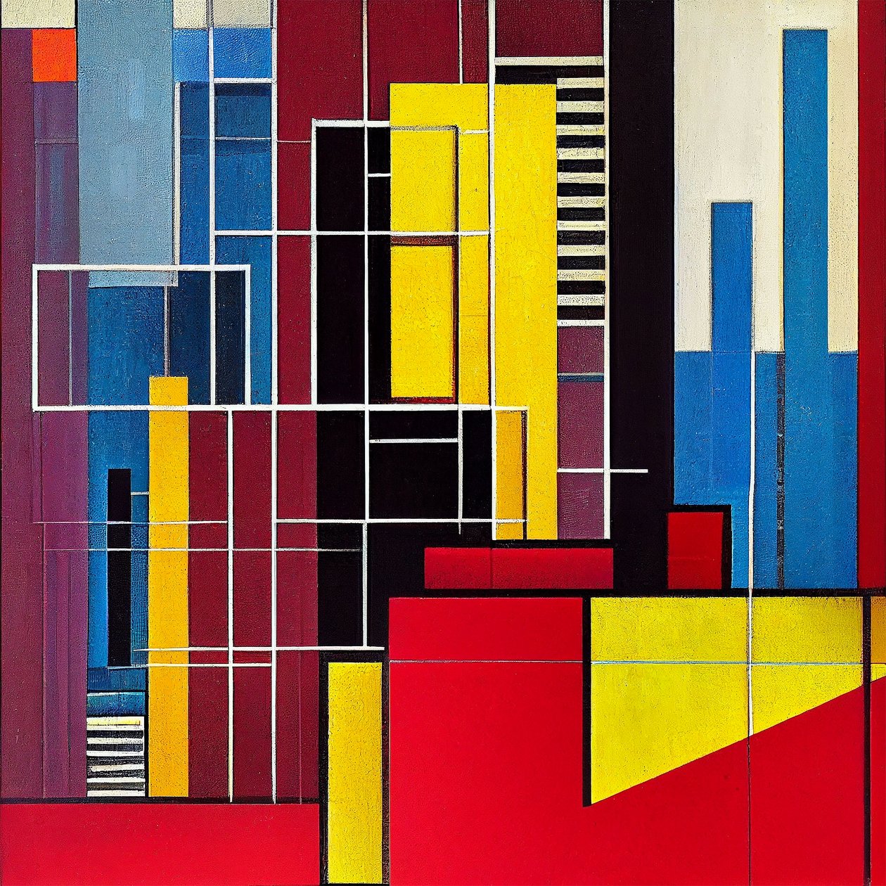 Vue de la ville de Boston, toile colorée abstraite - F. Abderrahim