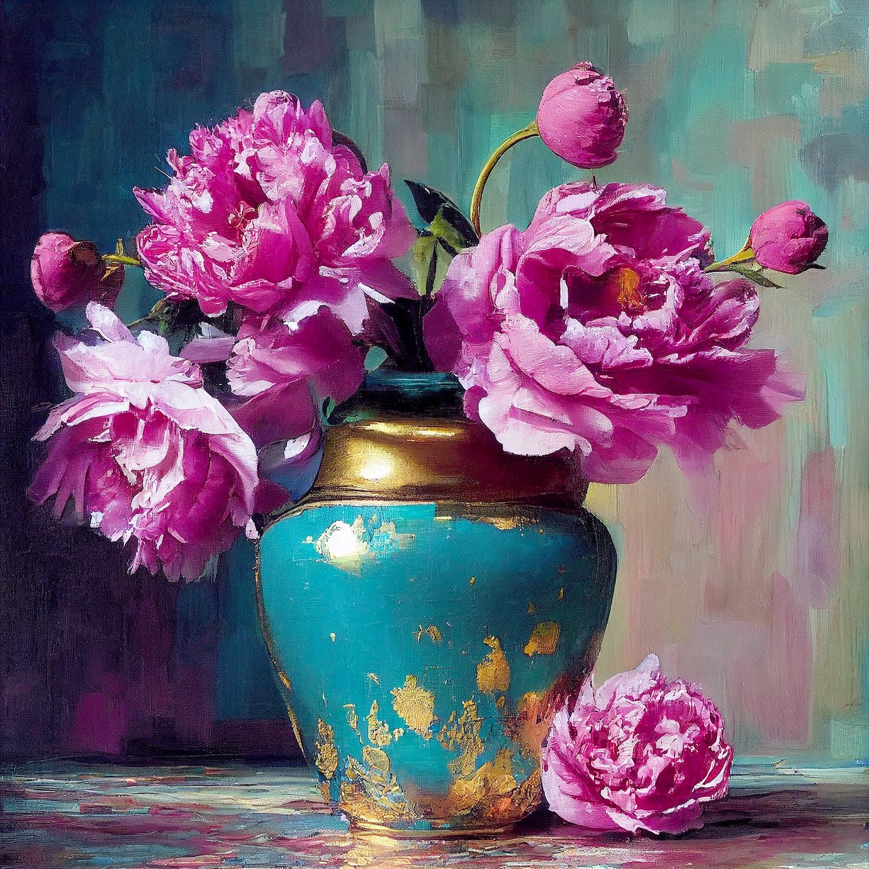 Fleur rose, art botanique abstrait - F. Abderrahim