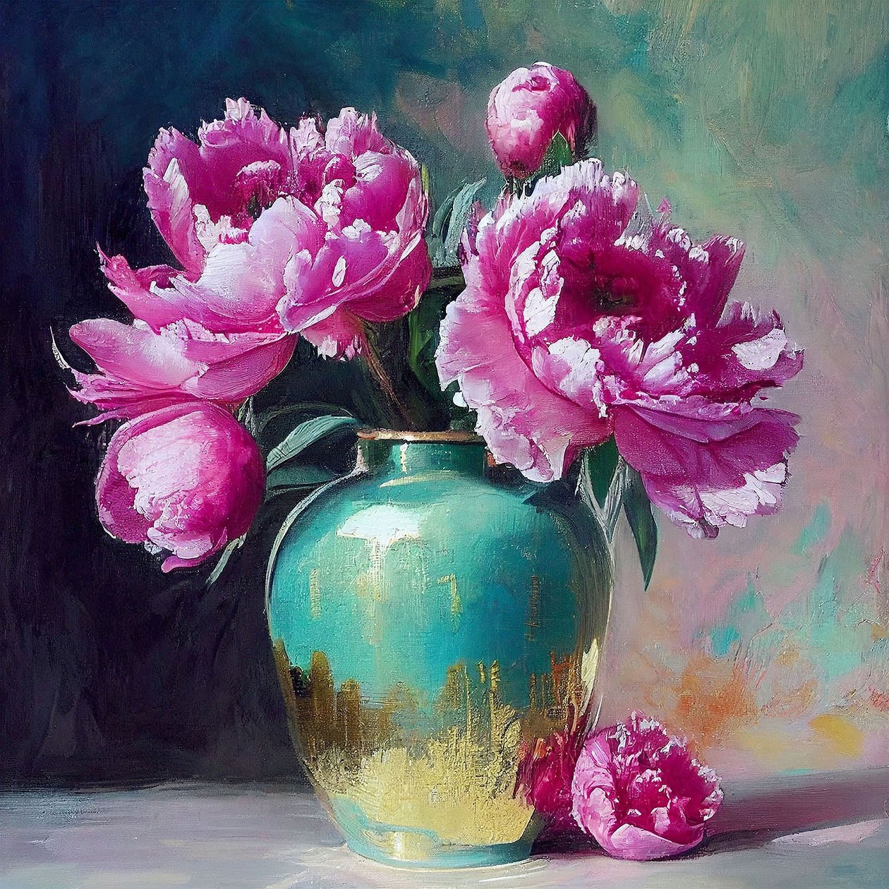 Peinture de fleur rose, dessin botanique abstrait, Art mural | Impressions sur toile - F. Abderrahim
