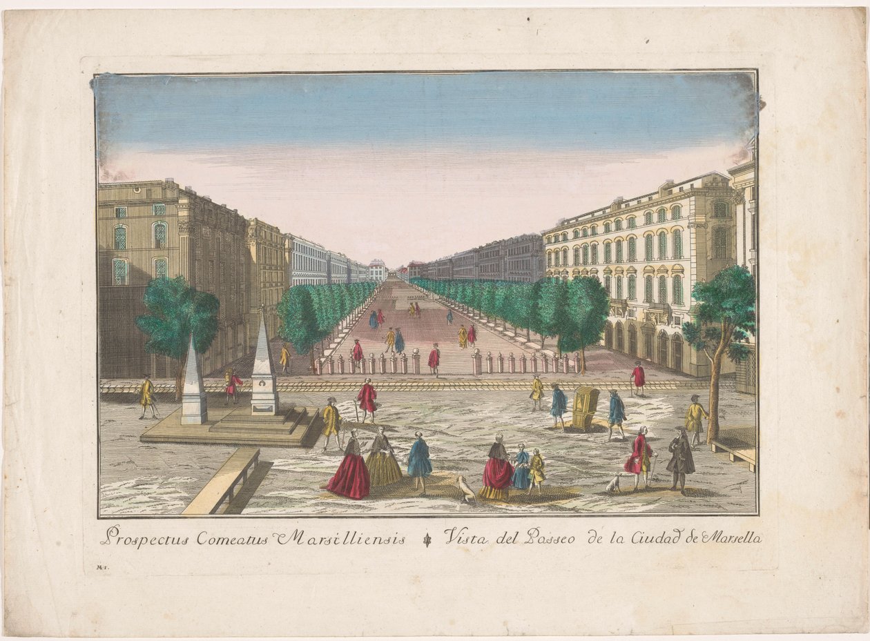 Vue sur une promenade à Marseille - familie Remondini (attributed to)
