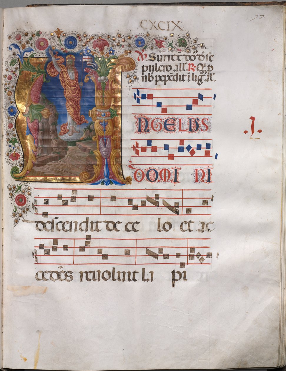 Antiphonaire : Initiale A, Résurrection - follower of Girolamo da Cremona