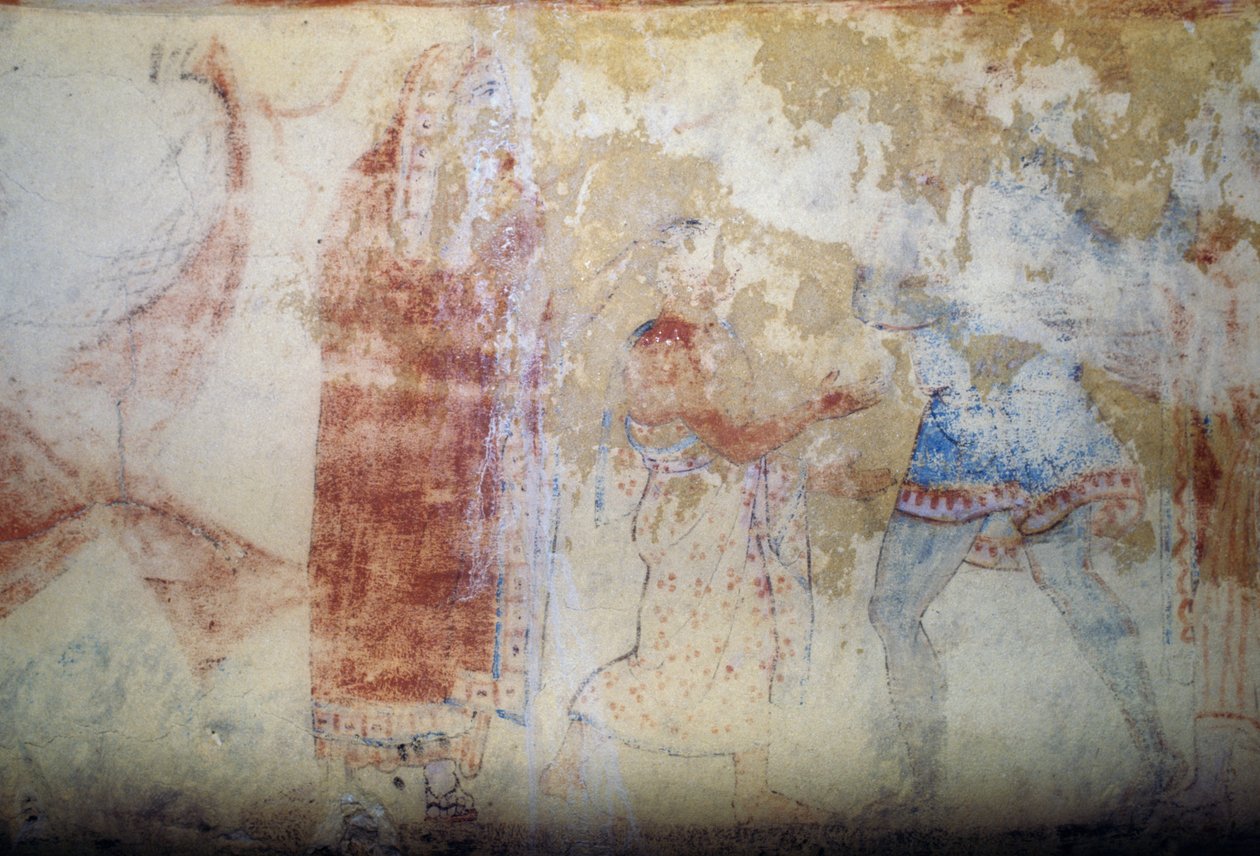 Femme et jeune homme, fresque, Tombe des Démons Bleus, Nécropole de Tarquinia (Liste du patrimoine mondial de l