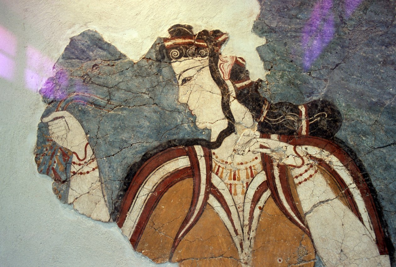 Fragment de fresque avec figure féminine, de Mycènes, Grèce, civilisation mycénienne - Unbekannt Unbekannt